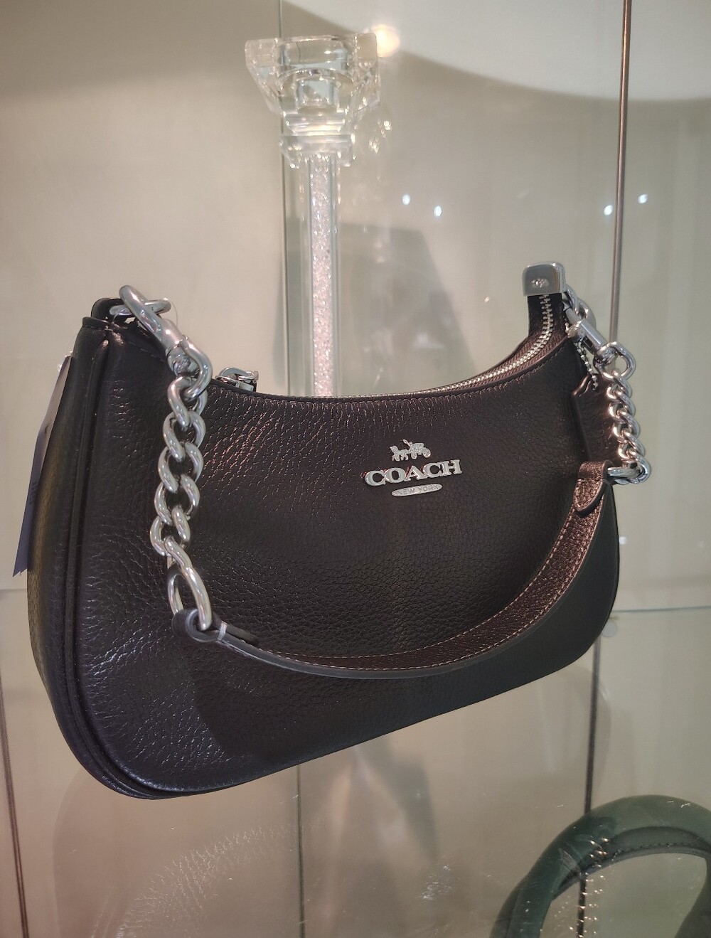 NWT! Coach Teri Shoulder Bag In Black/Silver Hardware (Includes Crossbody Strap)